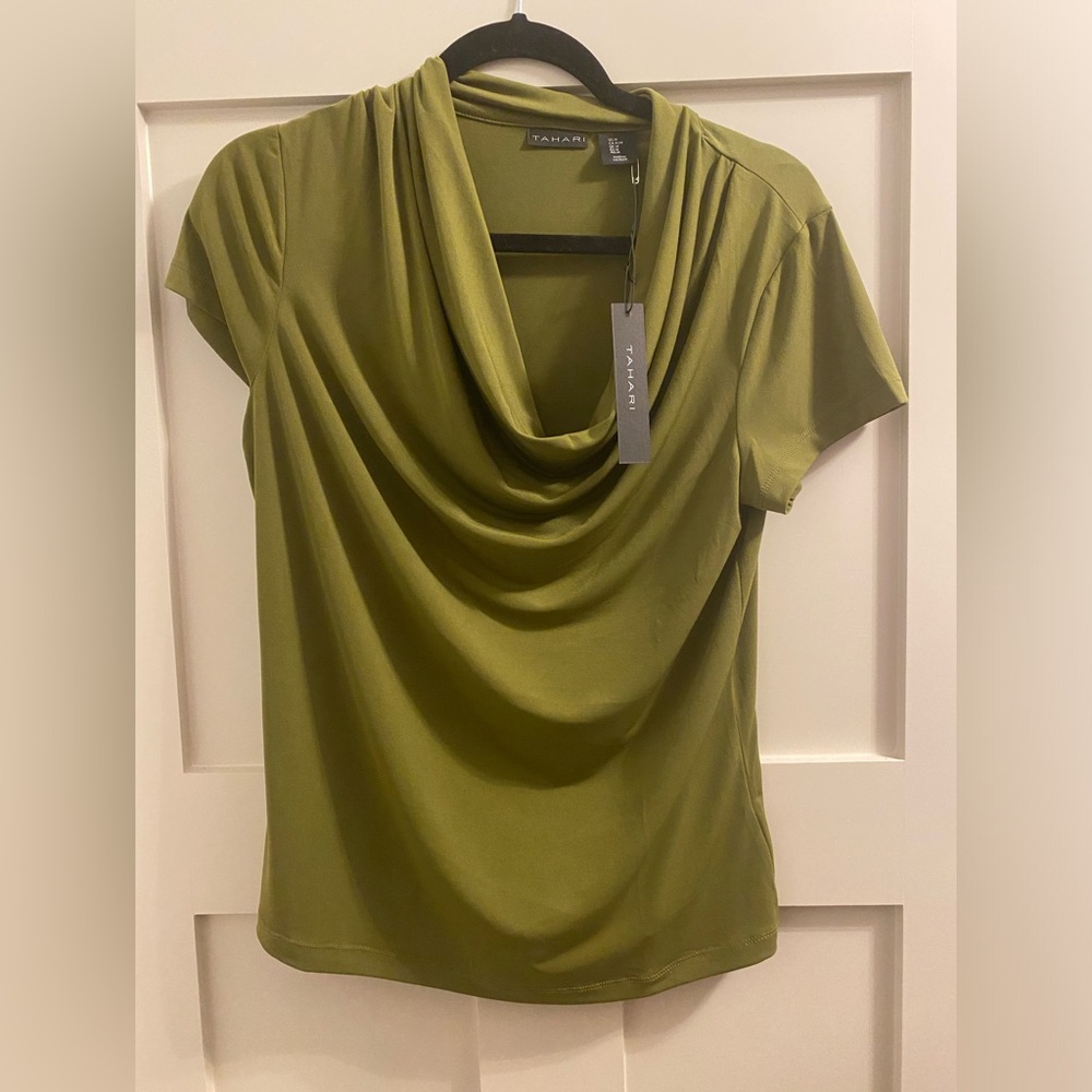 Tahari sage green top